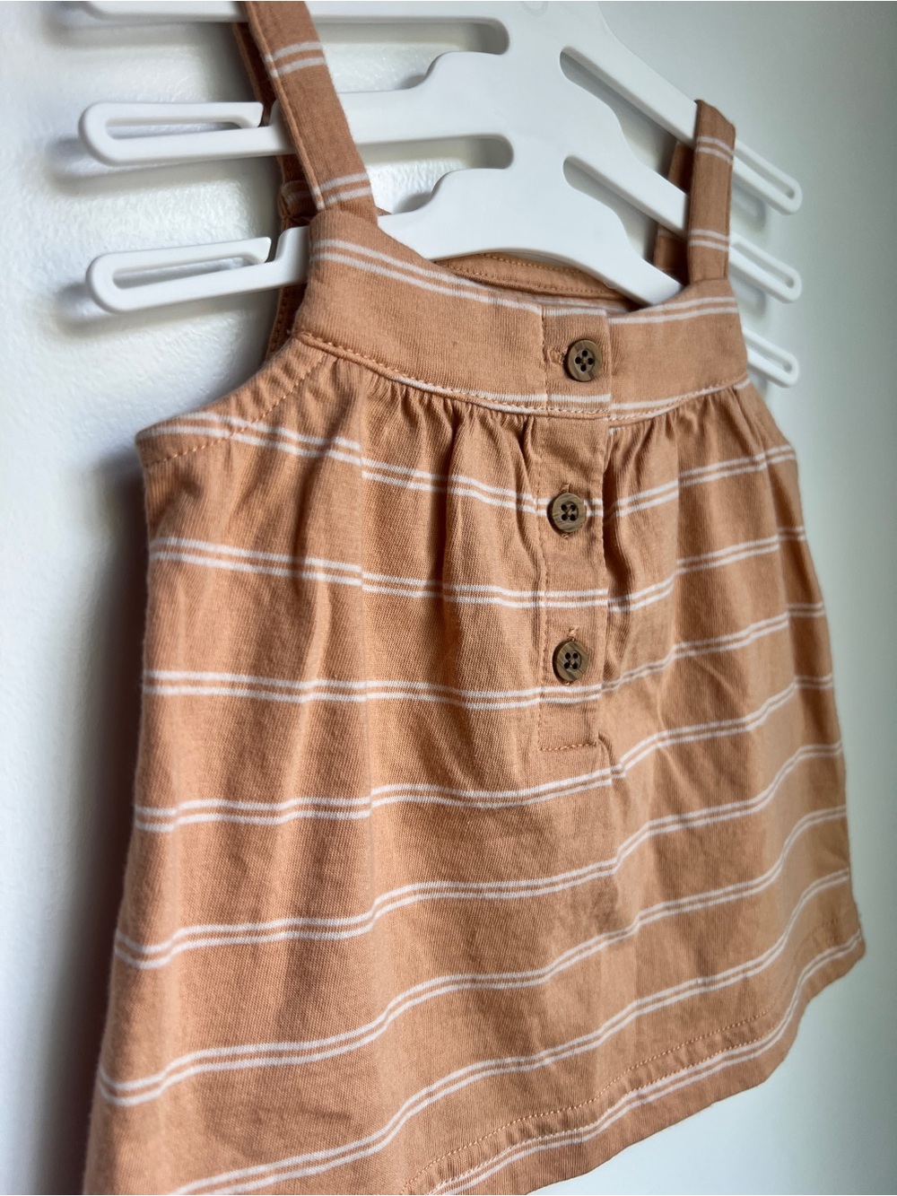 Carter’s 6M Tan & White Striped Button Front Tank Dress